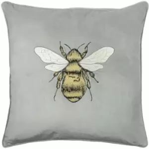 Image of Paoletti Hortus Bee Cushion Cover (50cm x 50cm) (Silver Grey)