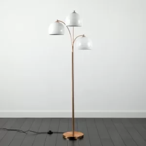 Image of Dantzig Copper 3 Arm Floor Lamp with White Dome Shades
