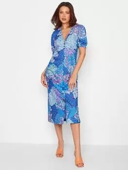 Image of Long Tall Sally Tall Blue Floral Tea Dress, Blue, Size 18, Women