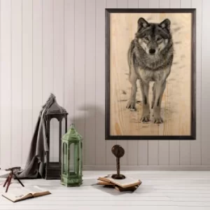 Image of Wolf XL Multicolor Decorative Framed Wooden Painting