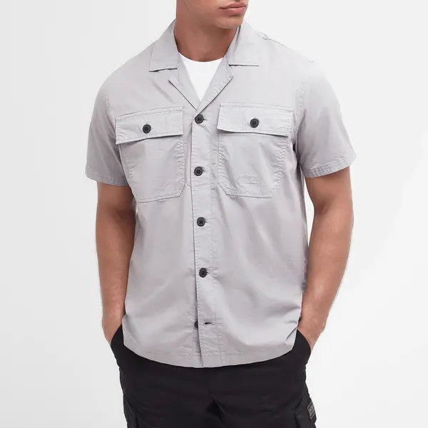Image of Barbour International Belmont Short Sleeved Cotton-Blend Shirt - XL Grey Shirts male MSH5480GY12 XL