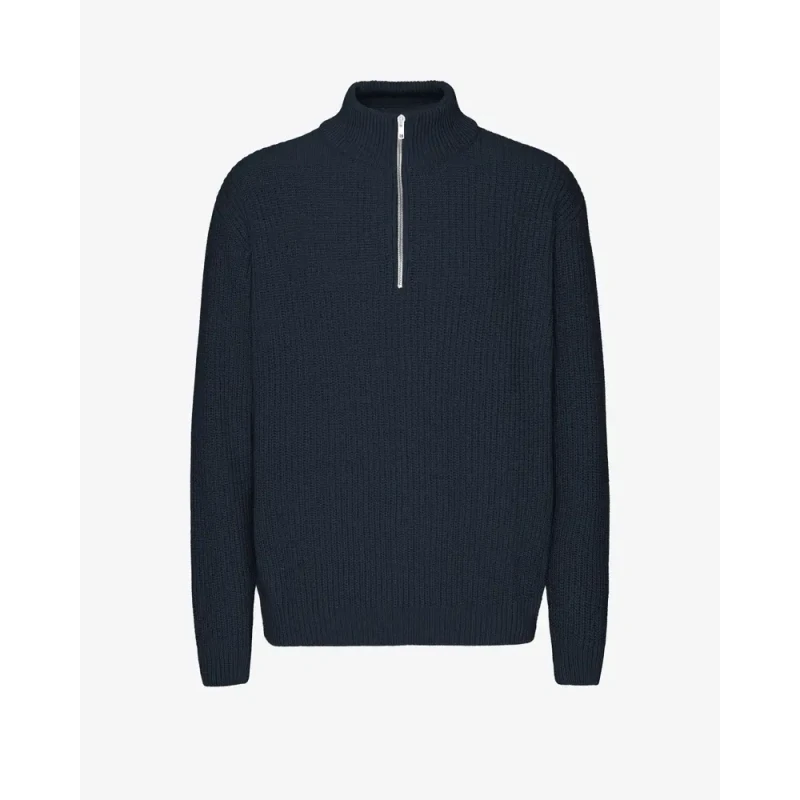 Image of Colorful Standard Merino 1/4 zip jumper Colorful Standard Navy Blue Bleu Male M
