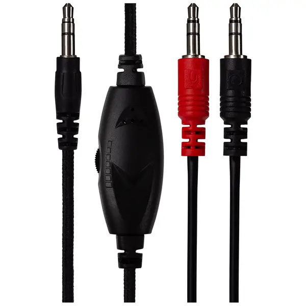 Image of Maplin Maplin 3.5mm 3 Pole TRS Jack to Twin 3.5mm 3 Pole TRS Jack Cable with Volume Control - Black, 2m 707PAM