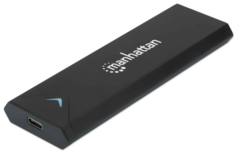 Image of Manhattan Manhattan M.2 NVMe SSD Enclosure, USB-C Female Connection, 10 Gbps (USB 3.2 Gen2 aka USB 3.1), UASP-compliant, SuperSpeed+ USB, Aluminum, Bl