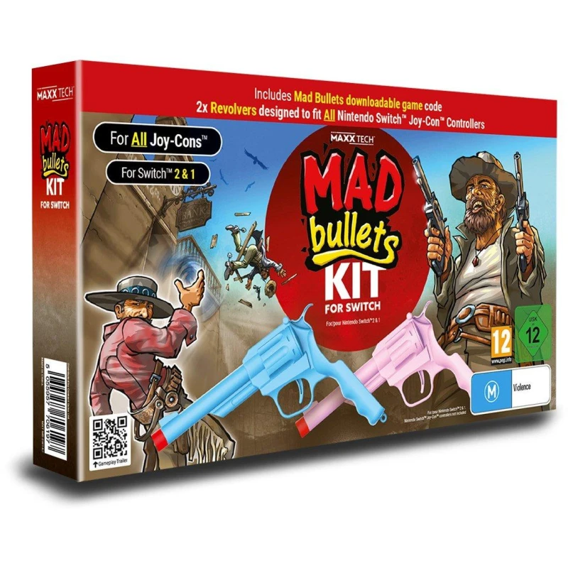 Image of Mad Bullets Kit for Switch 2&1 - Includes Downloadable Switch Code in Box Game - Compatible with Nintendo Switch 2 & 1! Fits All Joy-Cons!