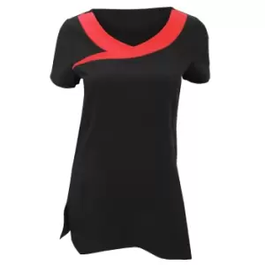 Image of Premier Womens/Ladies Ivy Beauty And Spa Tunic (Contrast Neckline) (12) (Black / Strawberry Red)
