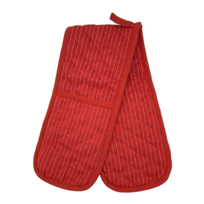 Image of Red Stripe Double Heat Resistant Double Oven Gloves Quilted Kitchen Hand Mitts