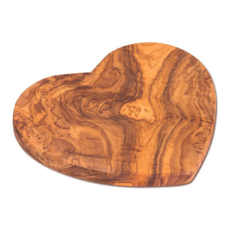 Image of Verano Spanish Ceramics Olive Wood Natural Grained Rustic Kitchen Dining Handmade Heart Shaped Boards (L) 21cm Natural unisex
