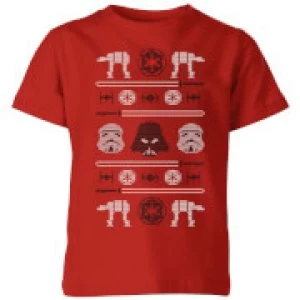 Image of Star Wars Imperial Knit Kids Christmas T-Shirt - Red - 7-8 Years