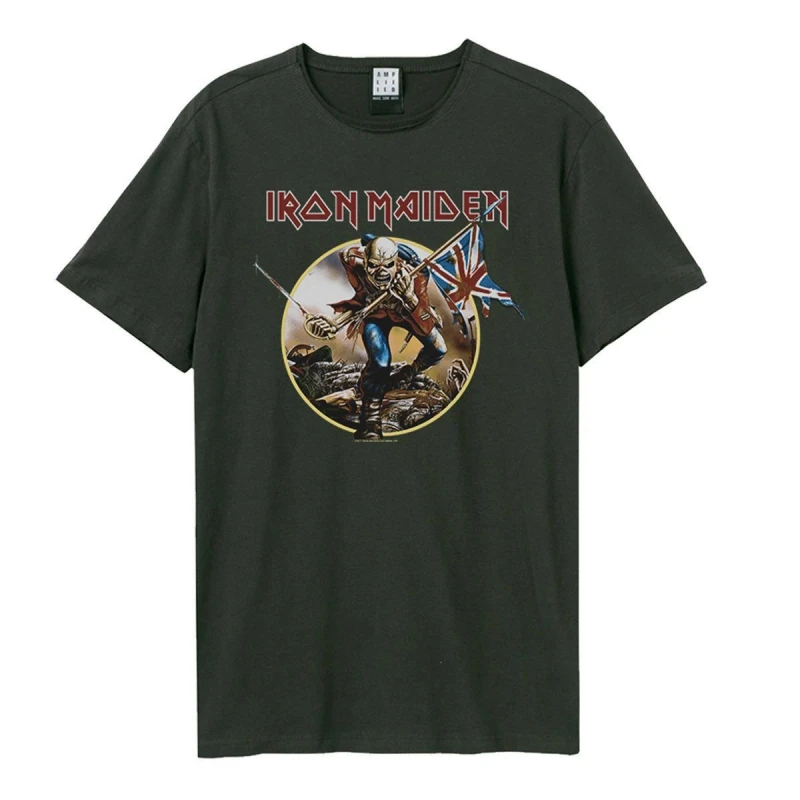 Image of Amplified Amplified Men Trooper Iron Maiden T-Shirt in Charcoal Size: Small Charcoal S Male 5063470344086