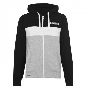 Image of Lacoste Colour Block Zip Hoodie - Black/Grey DGX