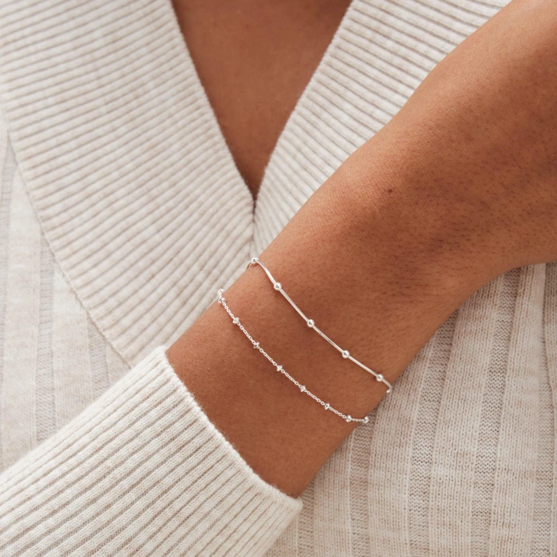 Image of Simply Silver Sterling Silver 925 Polished Double Row Ball Chain Hoop Earrings One Size Silver 70542711000