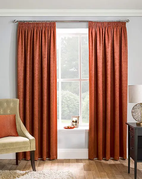 Image of JD Williams Matrix Pencil Pleat Curtain Orange 167 x 229cm MN15415