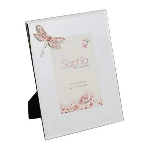 Image of 4" x 6" - Sophia Pink Crystal Dragonfly Glass Photo Frame