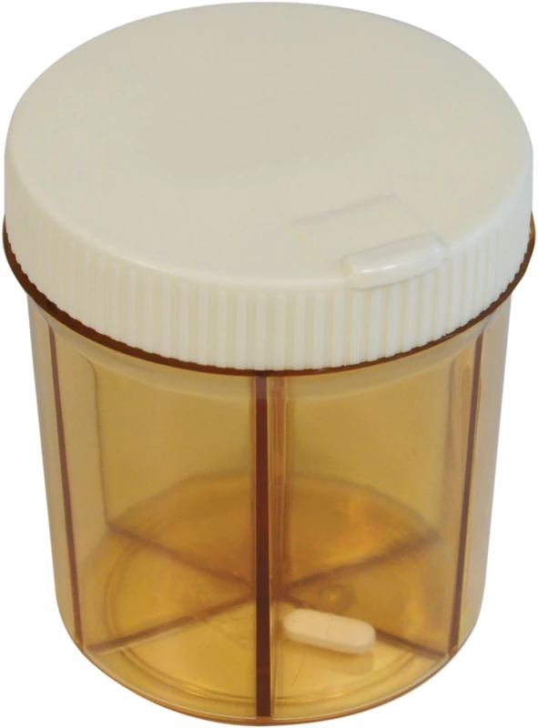 Image of 6 Section Pill Dispenser Tablet Box Organiser, Rotating top and Flip Up Lid Transparent Design Specifically Designed for Larger Tablets and Vitamins M