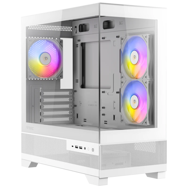 Image of Antec CX500M RGB MATX Gaming Case, Tempered Glass, 3 ARGB Fans - White