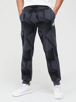 Image of adidas Badge Of Sport Graphic All Over Print Sweat Pants - Grey/Black, Grey/Black, Size L, Men