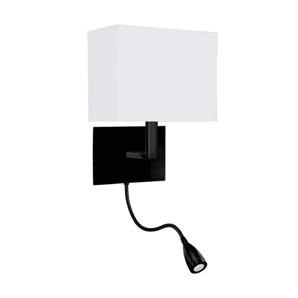 Image of Searchlight Hotel Wall Light with LED Reading Light - Matt Black