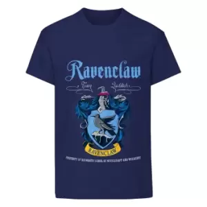 Image of Harry Potter Boys Ravenclaw Crest T-Shirt (7-8 Years) (Navy)