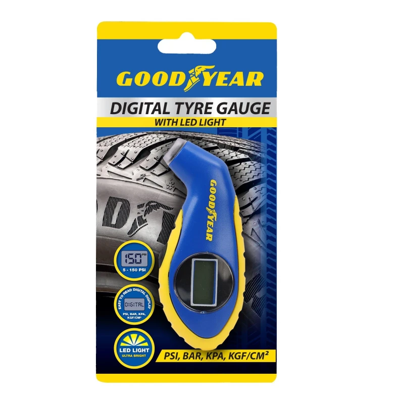 Image of Goodyear Tyre Pressure Gauge Blue & Yellow unisex One Size