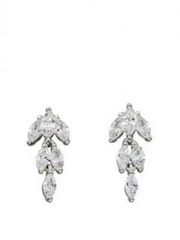 Image of The Love Silver Collection Sterling Silver Cubic Zirconia Marquise Drop Earrings