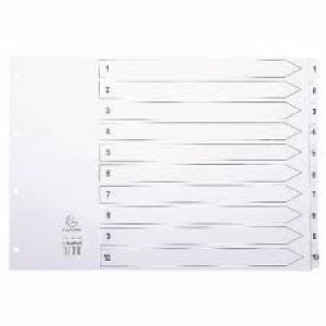 Image of Exacompta Indices Dividers A3, 10 Part, 1-10, White, Pack of 10