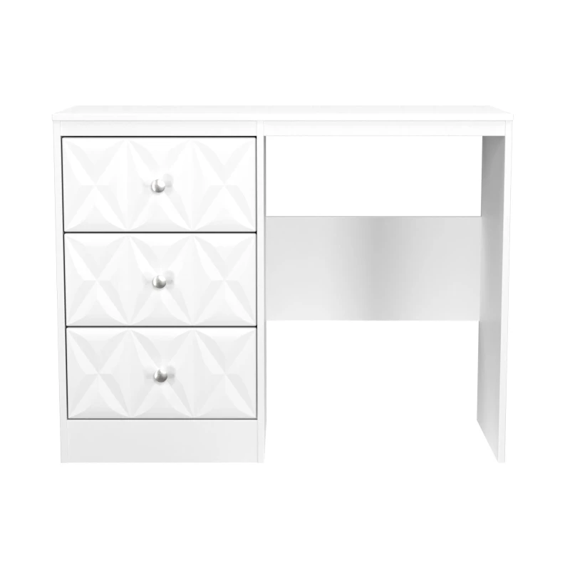 Image of Genoa Ready Assembled Matt White 3 Drawer Non-Extendable Dressing Table (H)756mm (W)969mm (D)395mm