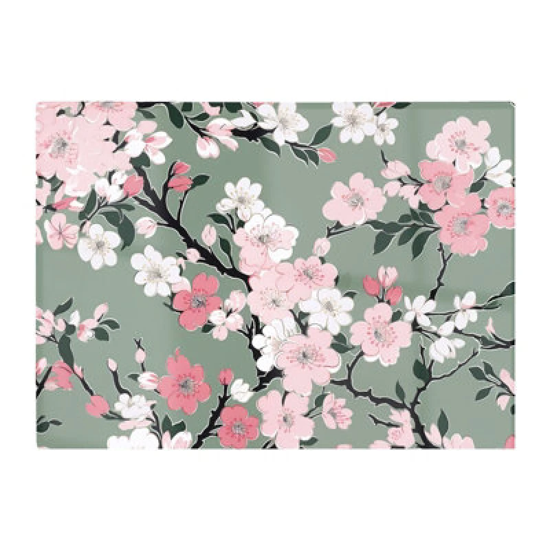 Image of Warren Reed Designer Pink Floral Abstract Pattern Glass Chopping Board