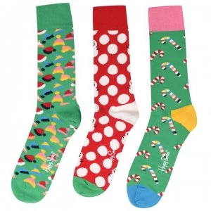 Image of Happy Socks 3 Pack Christmas Tree Socks - Green