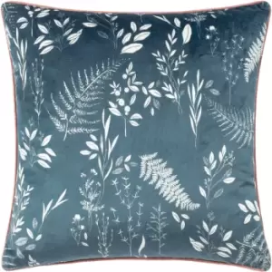 Image of Furn. - Fearne Printed Velvet Cushion Teal - Teal