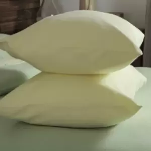 Image of Belledorm Brushed Cotton Housewife Pillowcase (Pair) (One Size) (Lemon) - Lemon