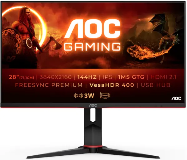 Image of AOC 28" U28G2XU2/BK 4K Ultra HD Gaming LED Monitor