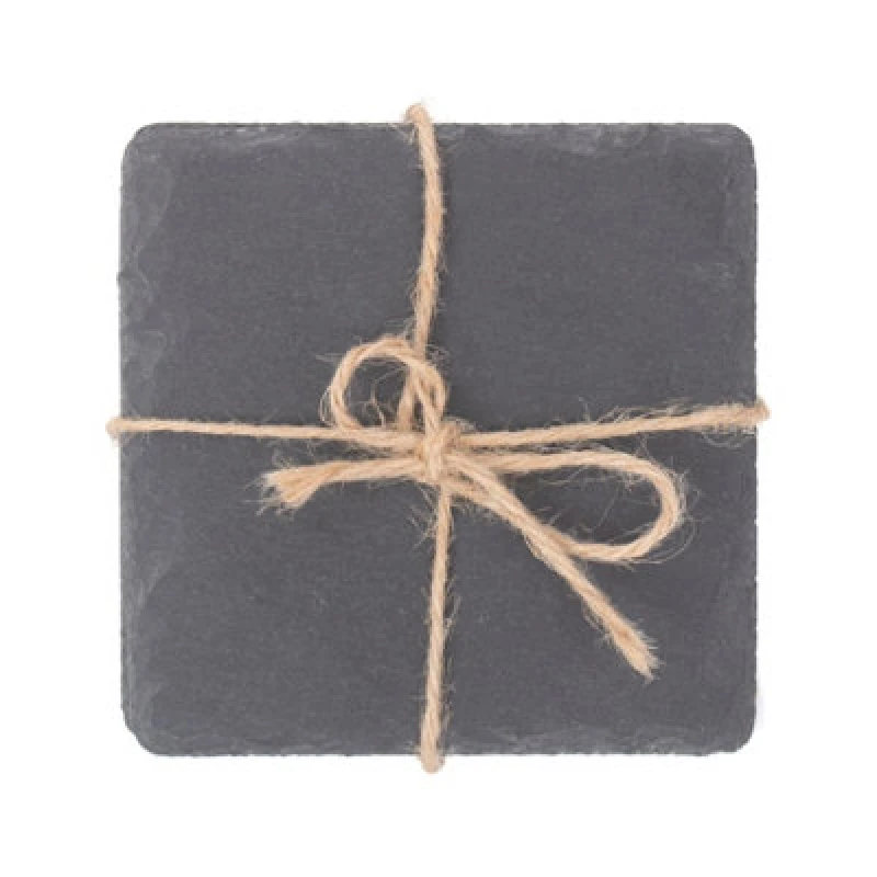 Image of Red Hamper Sl001 Slate Drinks Square Slate Coaster Set 4