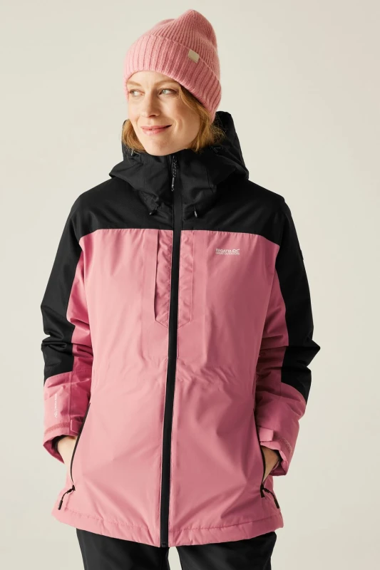 Image of Regatta Womens Maldeine Hooded Breathable Waterproof Insulated Jacket in Pink Size: 20 Pink Female 20