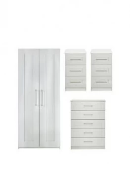 Image of Frodsham Ready Assembled 4 Piece Package - 2 Door Wardrobe, 5 Drawer Chest And 2 Bedside Chests