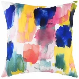 Image of Aquarelle Brushstrokes Abstract Cushion Multicolour