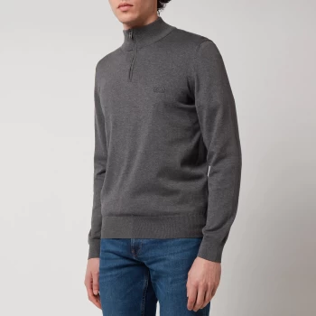 Image of BOSS Smart Casual Mens Padro Quarter-Zip Jumper - Medium Grey - XL