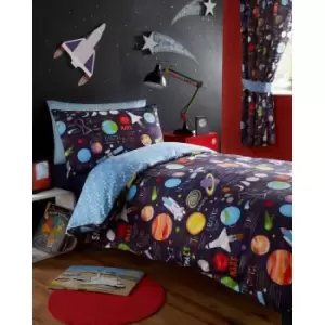 Image of Portfolio Home Kids Club Planets Outer Space Duvet Cover And Pillow Cases Bed Set - Double