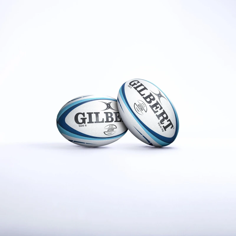 Image of Gilbert Adults Atom 54 Rugby Balls Blue unisex Size 4