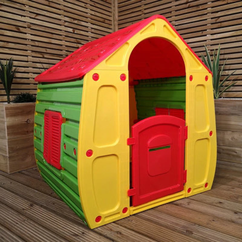 Image of Samuel Alexander 1.09m Yellow & Red Kids Indoor Outdoor Plastic Wendy House Magical Playhouse Yellow