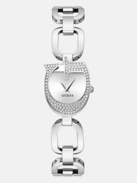 Image of Guess Analogue Watch With G Logo On Dial 15000149 Silver