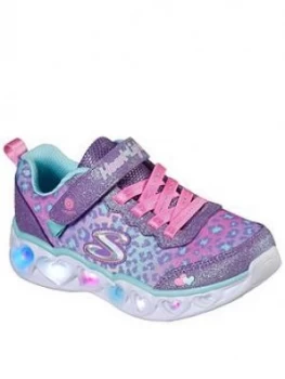 Image of Skechers Girls Heart Lights Shimmer Spots Trainer - Lilac Size 2 Older
