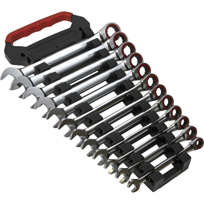 Image of Loops 12pc PREMIUM Combination Ratchet Spanner Set - 12 Point Metric Socket Hardened Multi