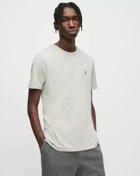 Image of AllSaints Mens Brace Crew T-Shirt, Bleach Sage Green, Size: XXL