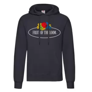 Image of Fruit of the Loom Mens Vintage Big Logo Hoodie (L) (Deep Navy)