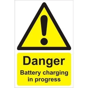 Image of Warehouse Sign 400x600 1mm Plastic Danger battery charging Ref