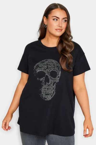 Image of Skull Print Stud Design T-Shirt
