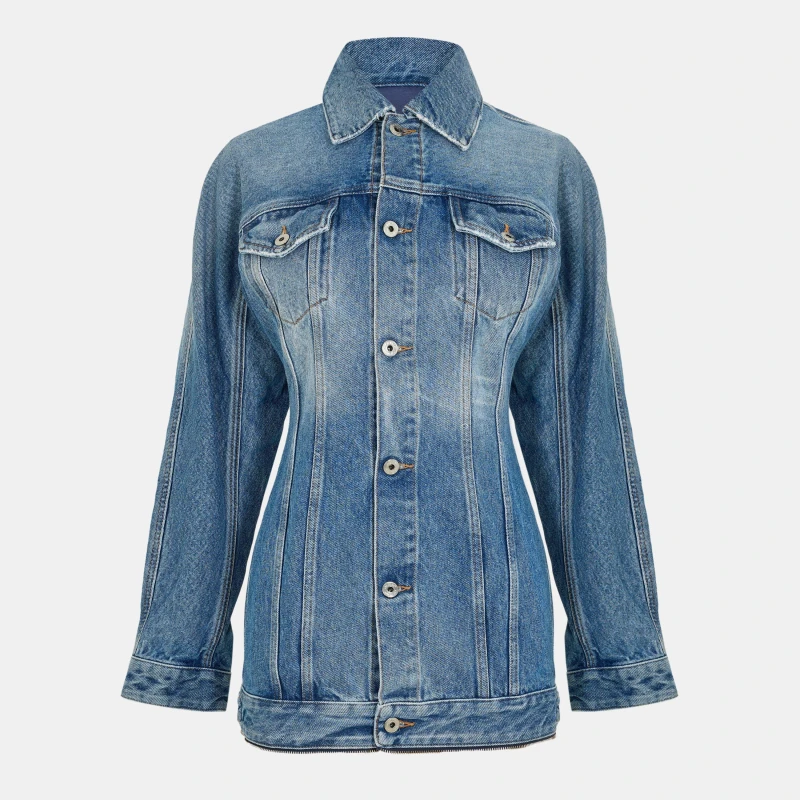 Image of Off White Womens Sculptural Knitted Jumper Dress Blue female 4 (3XS)