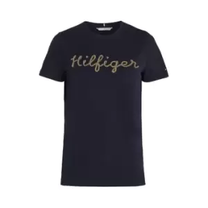 Image of Tommy Hilfiger Reg Gold Hilfiger C-Nk Ss - Blue