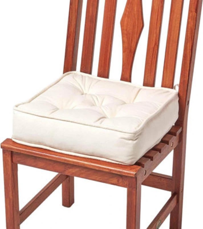 Image of Homescapes Cotton Dining Chair Booster Cushion Cream